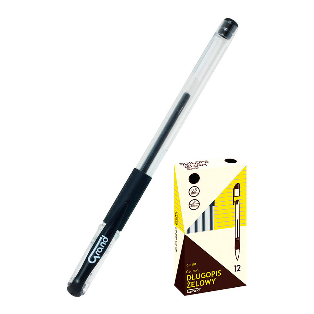 Ручка гелевая "GR-101", 0.5 мм, прозрачный, стерж. черный - 2