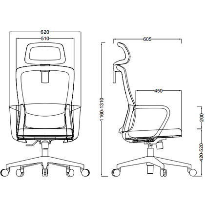 Кресло компьютерное SitZone U-060A, сетка, ткань, черный - 6