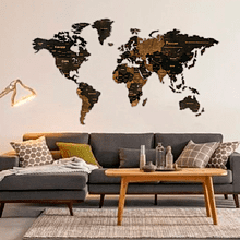 Декор на стену "Карта мира" многоуровневый, венге, XXL 3150, 100х181 см