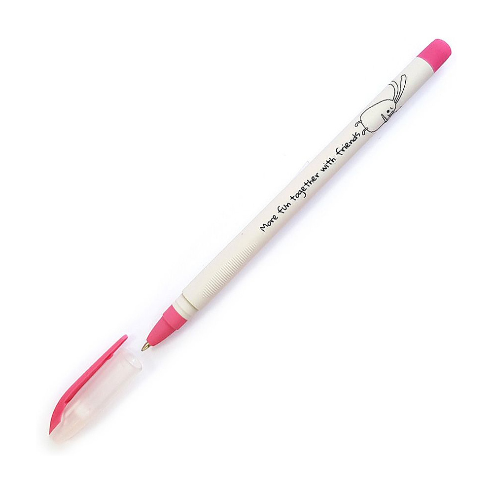 Ручка шариковая "Bunny", 0.7 мм, серый, малиновый, стерж. синий