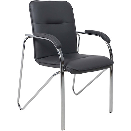Стул для посетителей Самба экокожа Pegasso Dark Grey, т.-серый, мягк. подлокотники