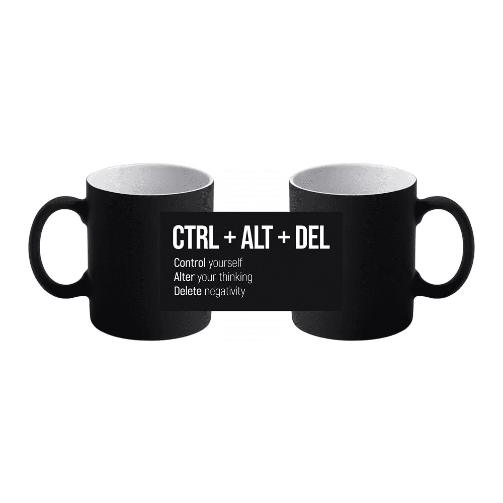 Кружка керамическая "CTRL+ALT+DEL", 350 мл, софттач, черный  