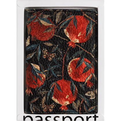Обложка для паспорта "Flora. Гранат", кожзам., черный, красный