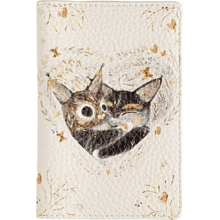 Обложка для паспорта "Love me. Котики приносят счастье", кожзам., бежевый