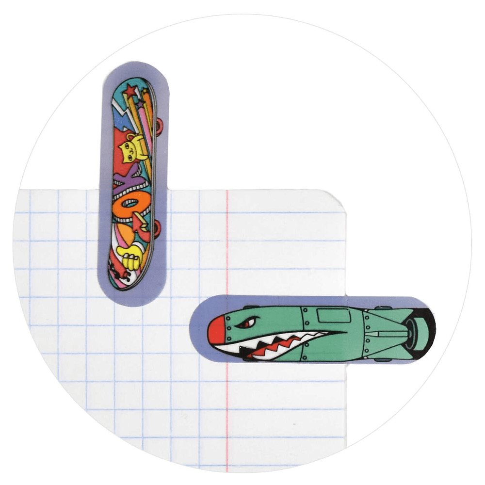 Закладки пластиковые "Скейт", 12x45 мм, 5 видовx25 шт - 2