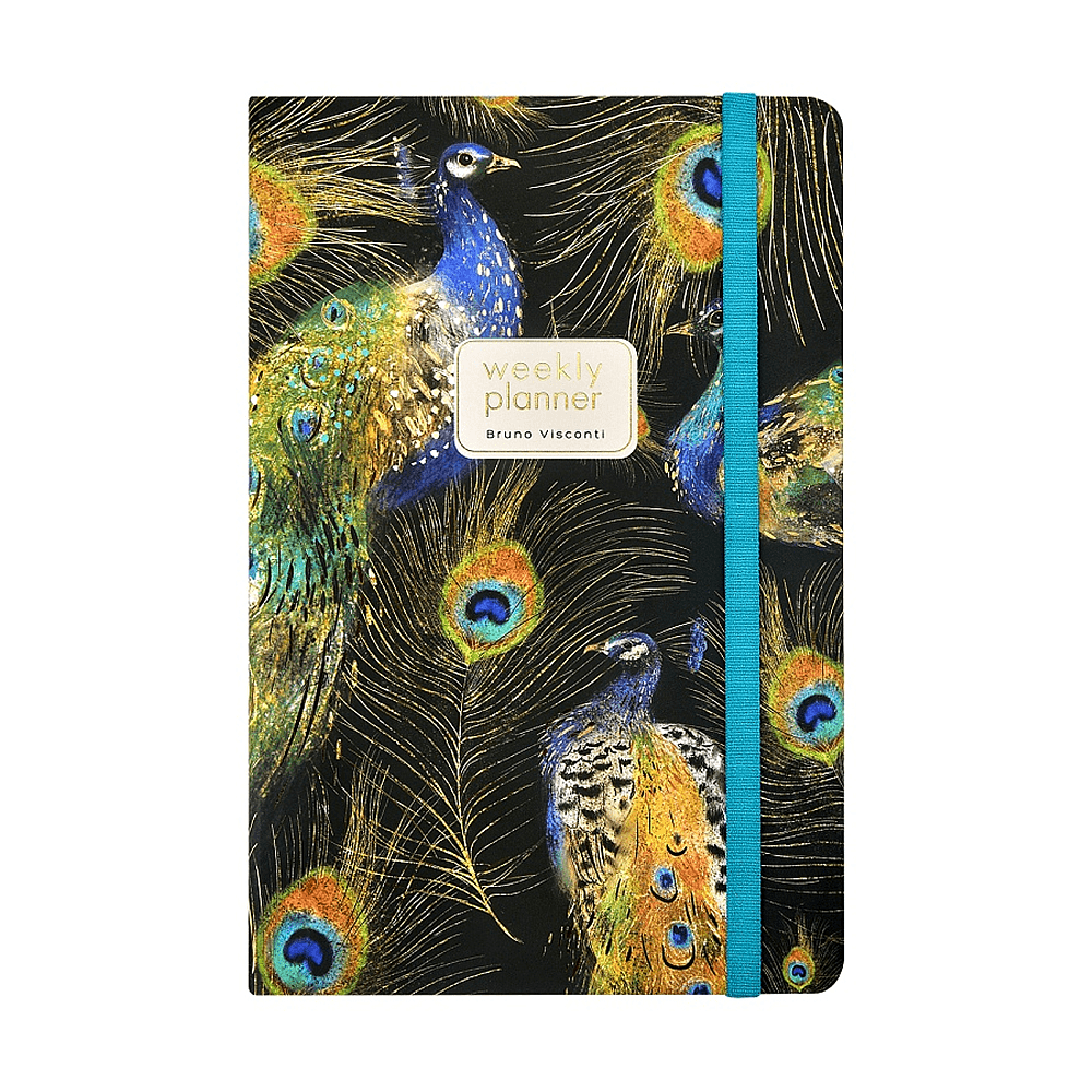 Еженедельник недатированный "Fauna. Павлины", А5, 144 страниц, линованный, черный, зеленый - 2