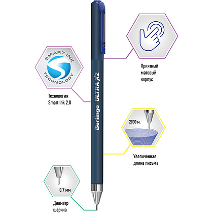 Ручка шариковая "Ultra X2", 0,7 мм, серый, стерж. синий - 3