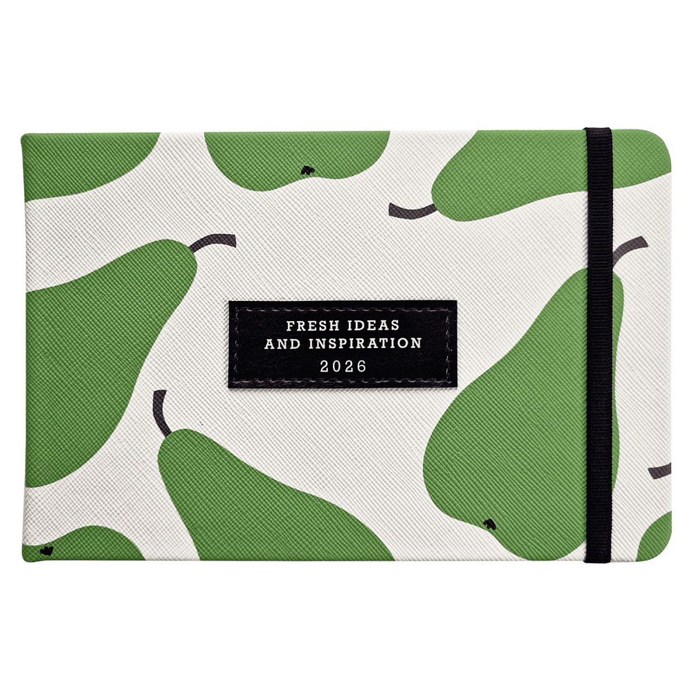 Еженедельник датированный "Pear" на 2026 год, А6, 128 страниц, на резинке, зеленые груши