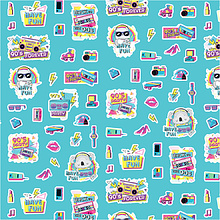Бумага декоративная в рулоне "90's Party", 1x0.7 м, 90 г/м2, разноцветный