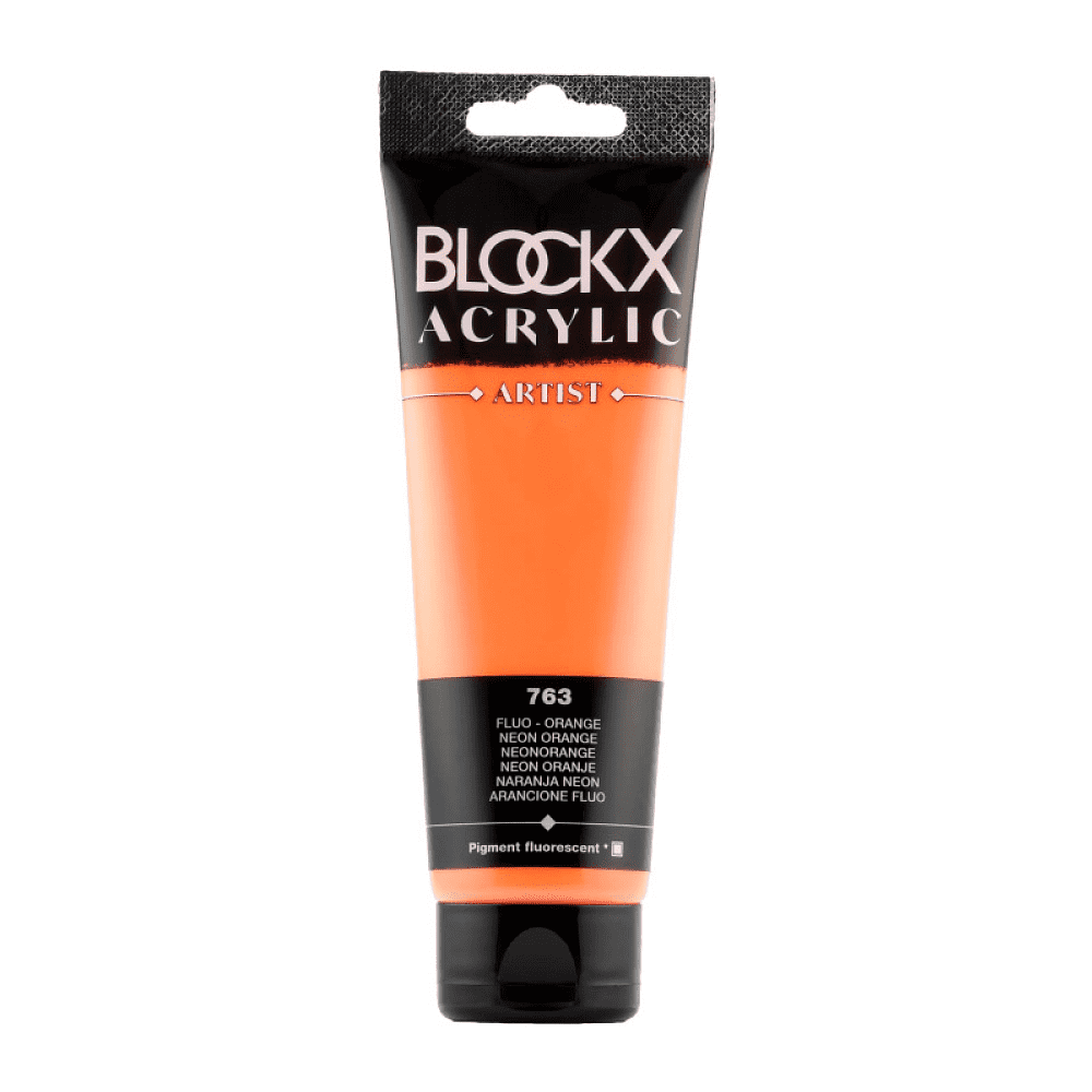 Краски акриловые "Blockx", 763 неоновый оранжевый, 120 мл
