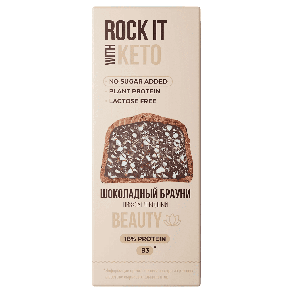 Батончик протеиновый низкоуглеводный "Rock it with", шоколадный брауни, 40 гр