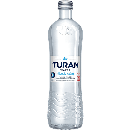 Вода минеральная питьевая "Тuran", негазированная, 0.5 л, стеклянная бутылка