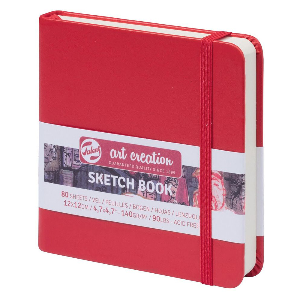 Скетчбук "ArtCreation", 12x12 см, 140 г/м2, 80 листов, красный