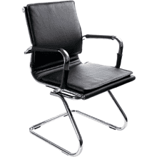 Кресло на полозьях "Бюрократ Ch-993-Low-V", экокожа, черный, металл хром