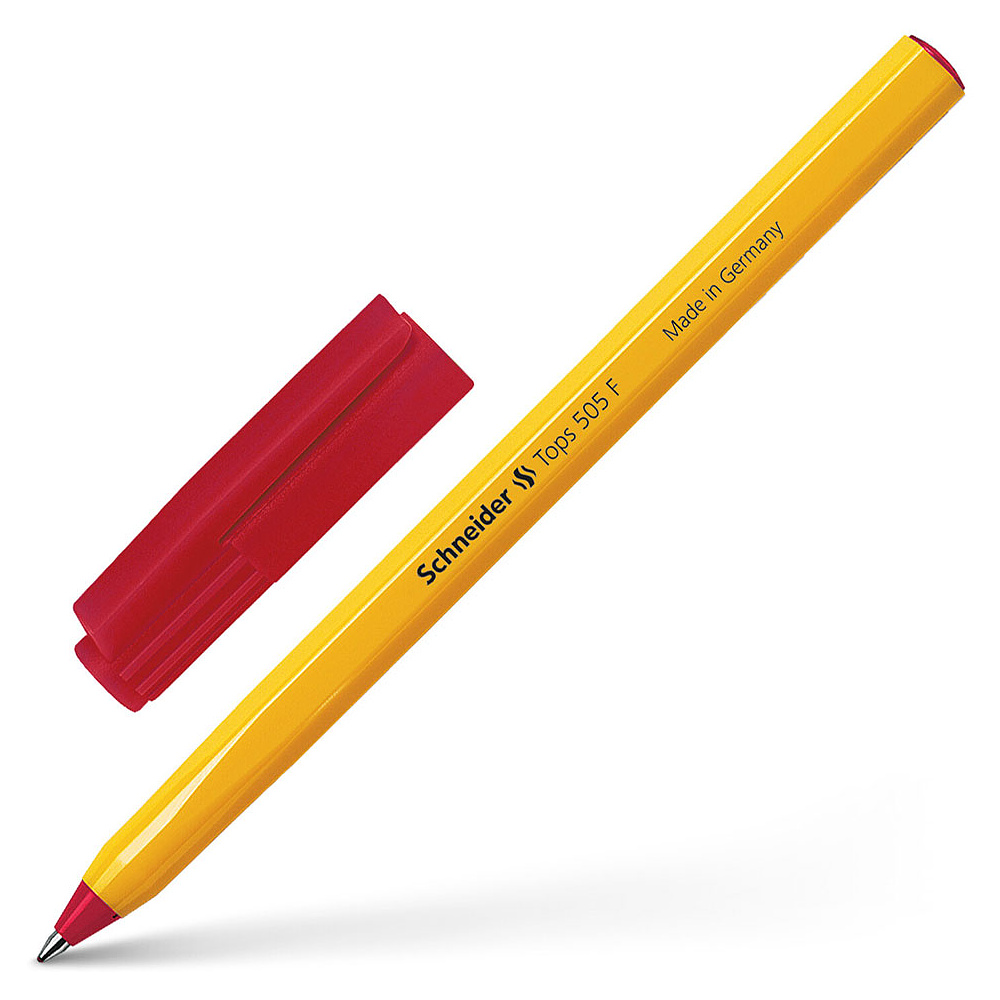 Ручка шариковая "Schneider Tops F", 0.4 мм, желтый, стерж. красный