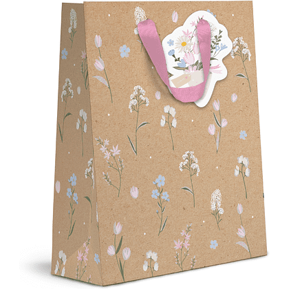 Пакет бумажный подарочный "Spring Flowers", 18х23х10 см, крафт, ассорти - 3