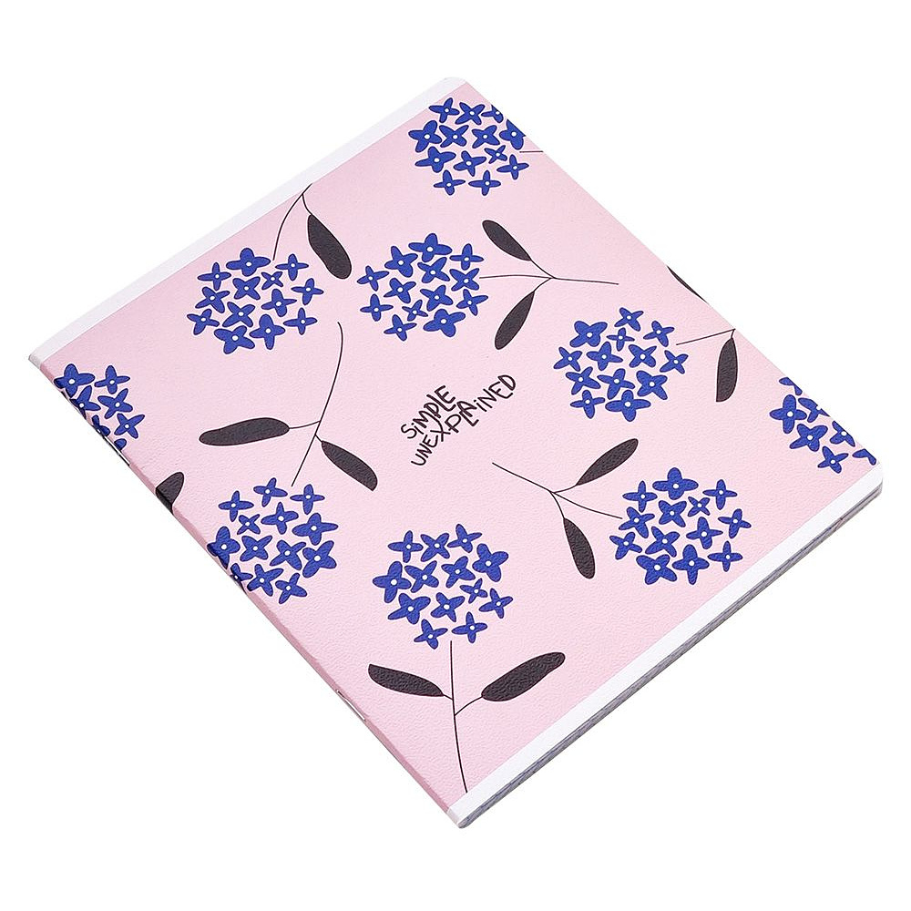 Тетрадь "Simple синие цветы", А5, 48 листов, клетка, розовый - 2