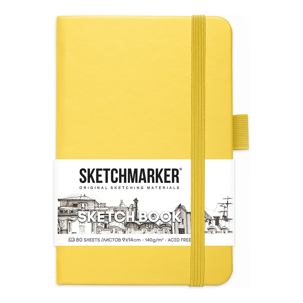 Скетчбук "Sketchmarker", 9x14 см, 140 г/м2, 80 листов, лимонный