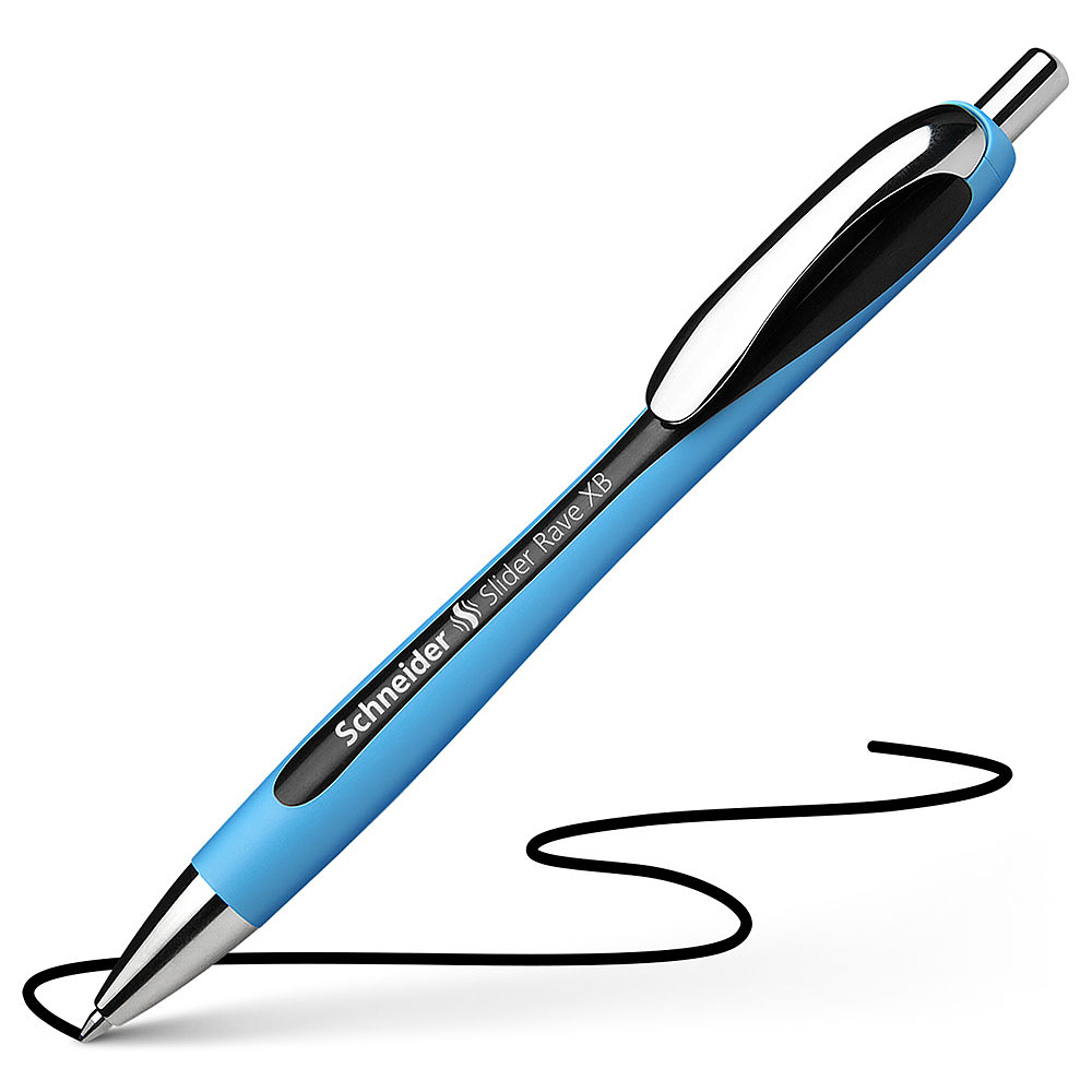 Ручка шариковая автоматическая "Schneider Slider Rave", синий, черный, стерж. черный - 2