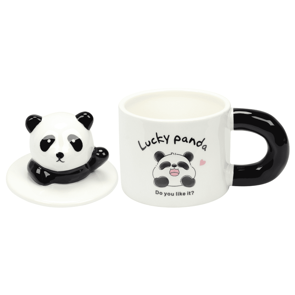 Кружка керамическая "Lucky panda", 370 мл, с крышкой и ложкой, ассорти - 2 Кружка керамическая "Lucky panda", 370 мл, с крышкой и ложкой, ассорти - 2