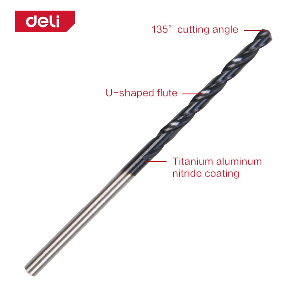 Сверло по металлу Deli RS EDH-MHZ045-E4, 4.5 мм, DIN 338, HSS-TiN - 3 Сверло по металлу Deli RS EDH-MHZ045-E4, 4.5 мм, DIN 338, HSS-TiN - 3
