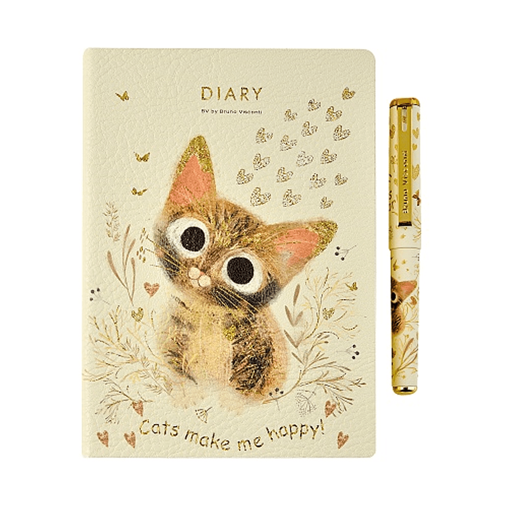 Набор ежедневник недатированный "Love me.Милый котик", А6, кожзам. + ручка 