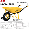Тачка строительная Deli YS EDL436065, 65 л, 130 кг, 1 пневмоколесо, 4.80/4.00-8 - 6