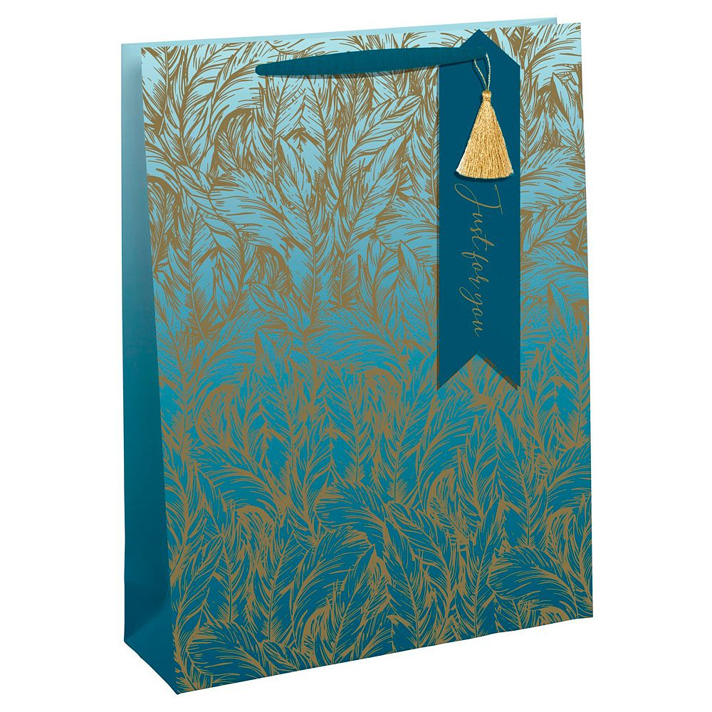 Пакет бумажный подарочный "OMBRE FEATHERS", 21.5x10.2x25.3 см, разноцветный
