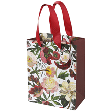 Пакет бумажный подарочный "Flora. Пионы", 18x23x10 см, белый, красный