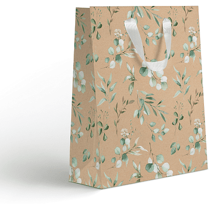 Пакет бумажный подарочный "Эвкалипт KMT", 18х23х10 см, крафт, ассорти