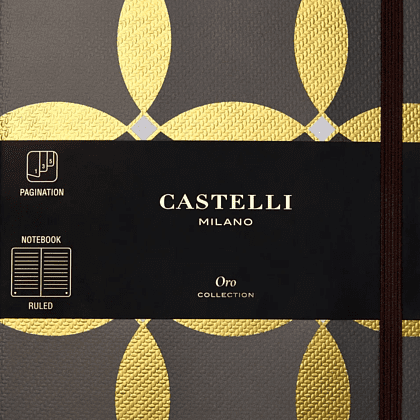 Блокнот Castelli Milano "Oro Circles", А5, 120 листов, линейка, серый, золотистый - 9