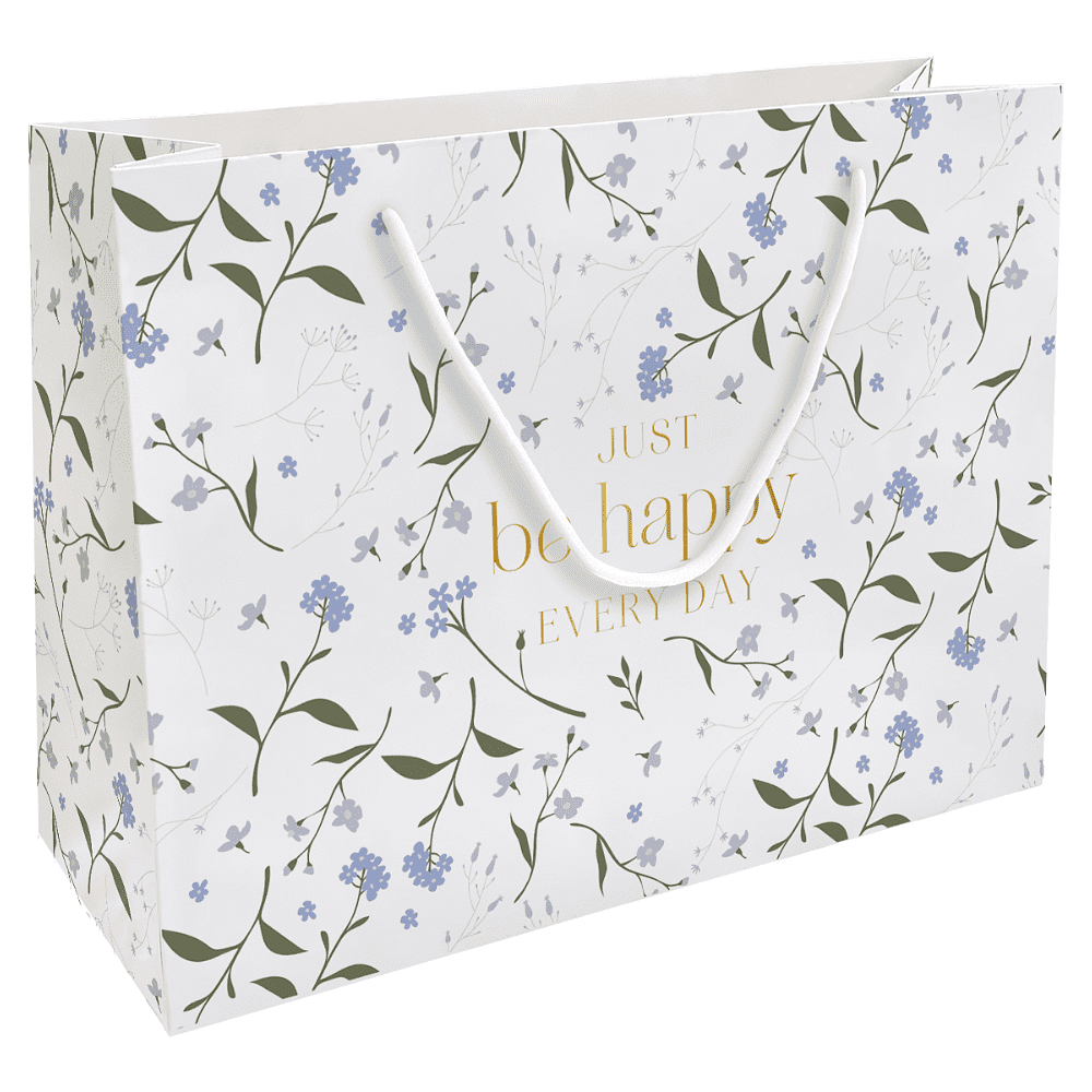 Пакет бумажный подарочный "Fleurs. Незабудки", 36х26х12 см, белый