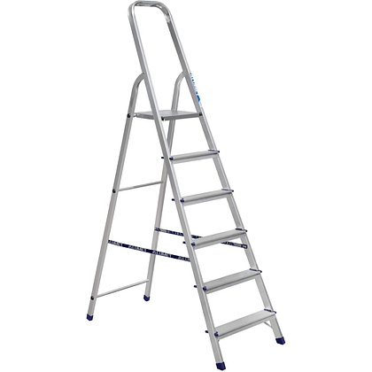 Лестница-стремянка Алюмет АМ706, алюминиевая, матовая, 6 ступеней