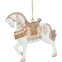 Украшение елочное "Лошадка", 7 см, каучук, белый, золотой