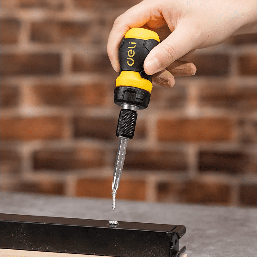 Двухсторонняя отвертка Deli YS EDL626010, с трещоткой, PH2+SL6 - 6