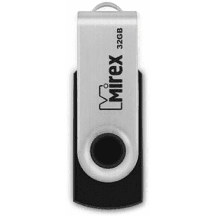 USB Flash накопитель 2.0 32 Gb SWIVEL BLACK, пластик, металл, Mirex