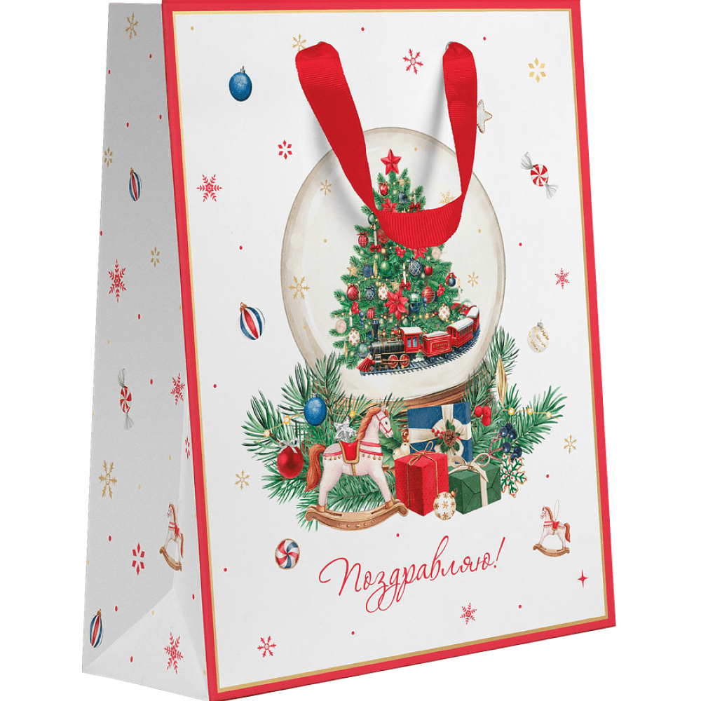 Пакет бумажный подарочный "New Years Joy", 18х22.7х10 см, ассорти - 8