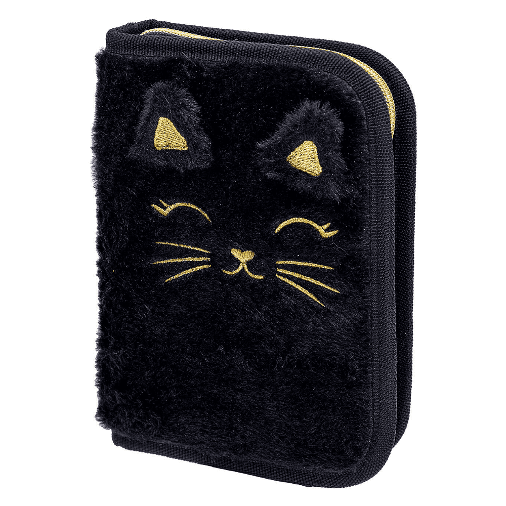 Пенал-книжка "Fluffy Kitty Black", 1 отделение, с наполнением