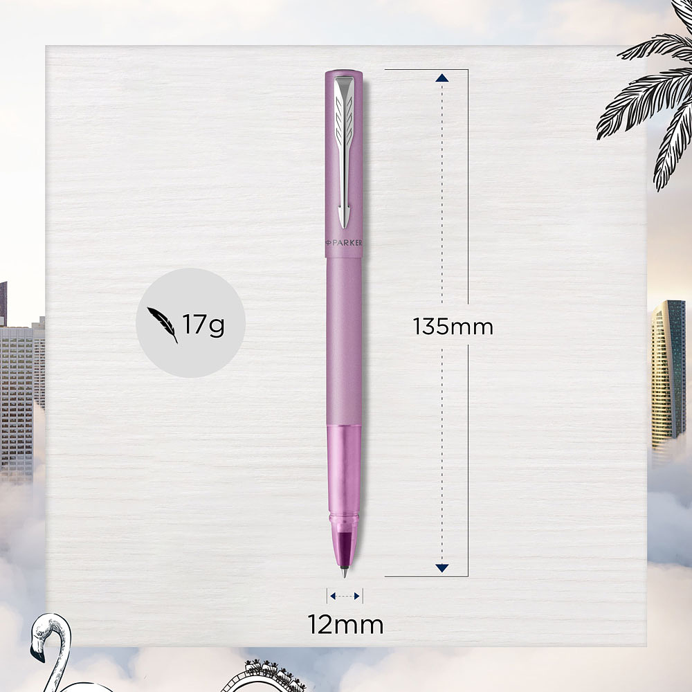 Ручка-роллер Parker "Vector XL", 0.5 мм, лиловый, серебристый, стерж. черный - 6