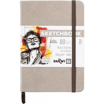 Скетчбук "Darwi", 10.2х14.2 см, 140 г/м2, 80 листов, бежевый