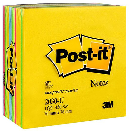 Бумага для заметок на клейкой основе "Post-it Classic Ультра", 76x76 мм, 450 листов, ассорти