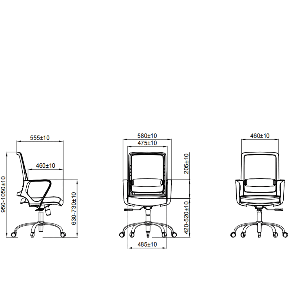 Кресло для персонала SitZone "U-0385 CH", ткань, хром, черный - 7