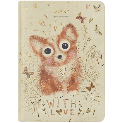 Ежедневник недатированный "Love me. Щеночек", А5, 240 страниц, молочный