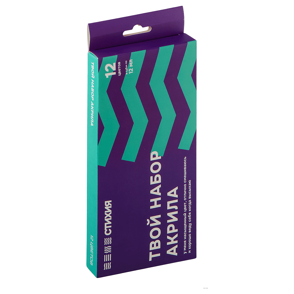 Краски акриловые "Стихия", 12 цветов, 12 мл