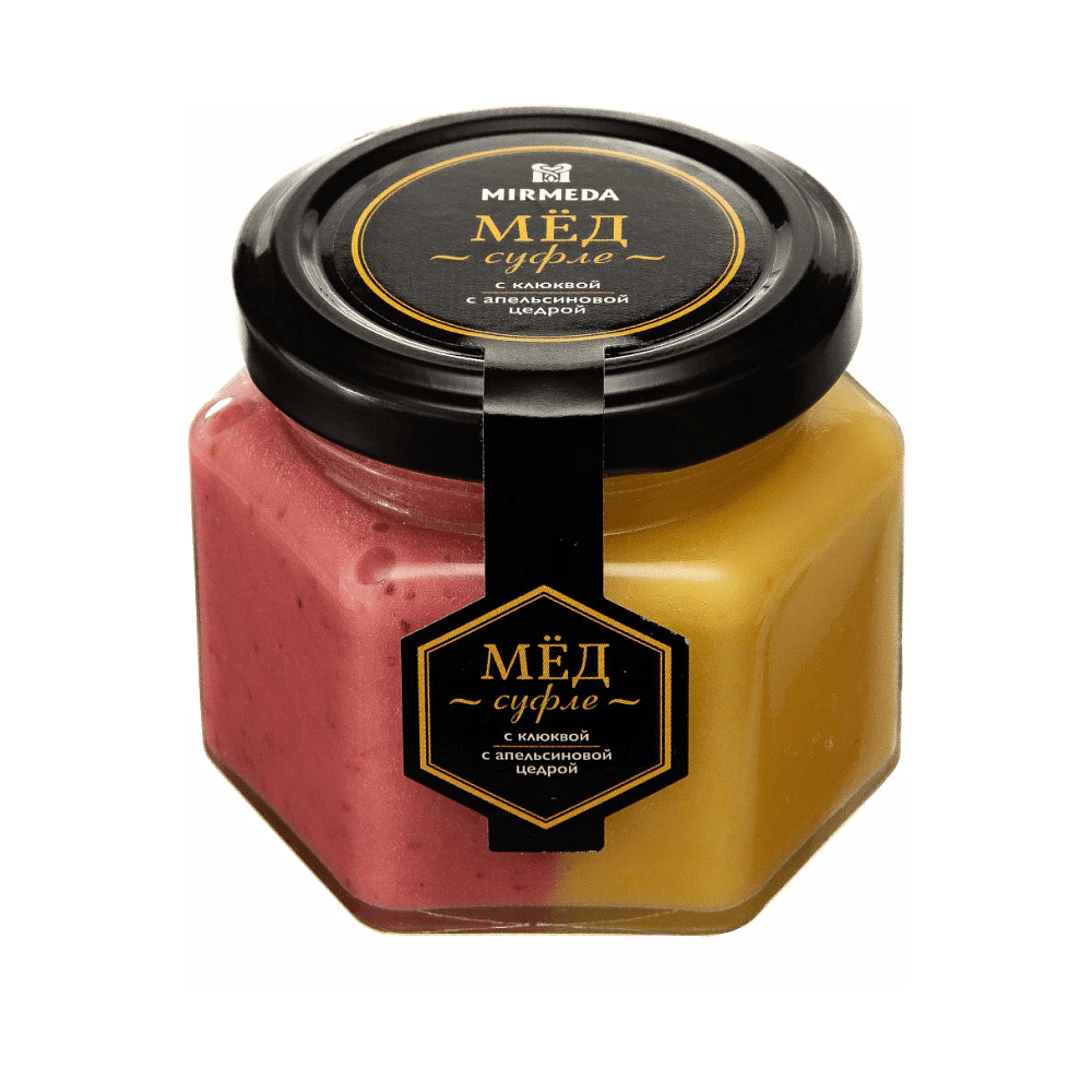 Мёд-суфле "Mirmeda" с клюквой и апельсиновой цедрой, 180 гр