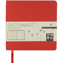 Скетчбук "Sketch&Art", 14.5x14.5 см, 100 г/м2, 100 листов, красный