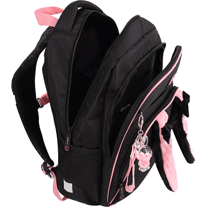 Рюкзак школьный "COMFORT Life Cat fun", черный, розовый - 2