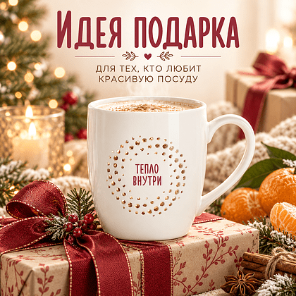 Кружка "Тепло внутри", фарфор. кост., 400 мл., белый - 2