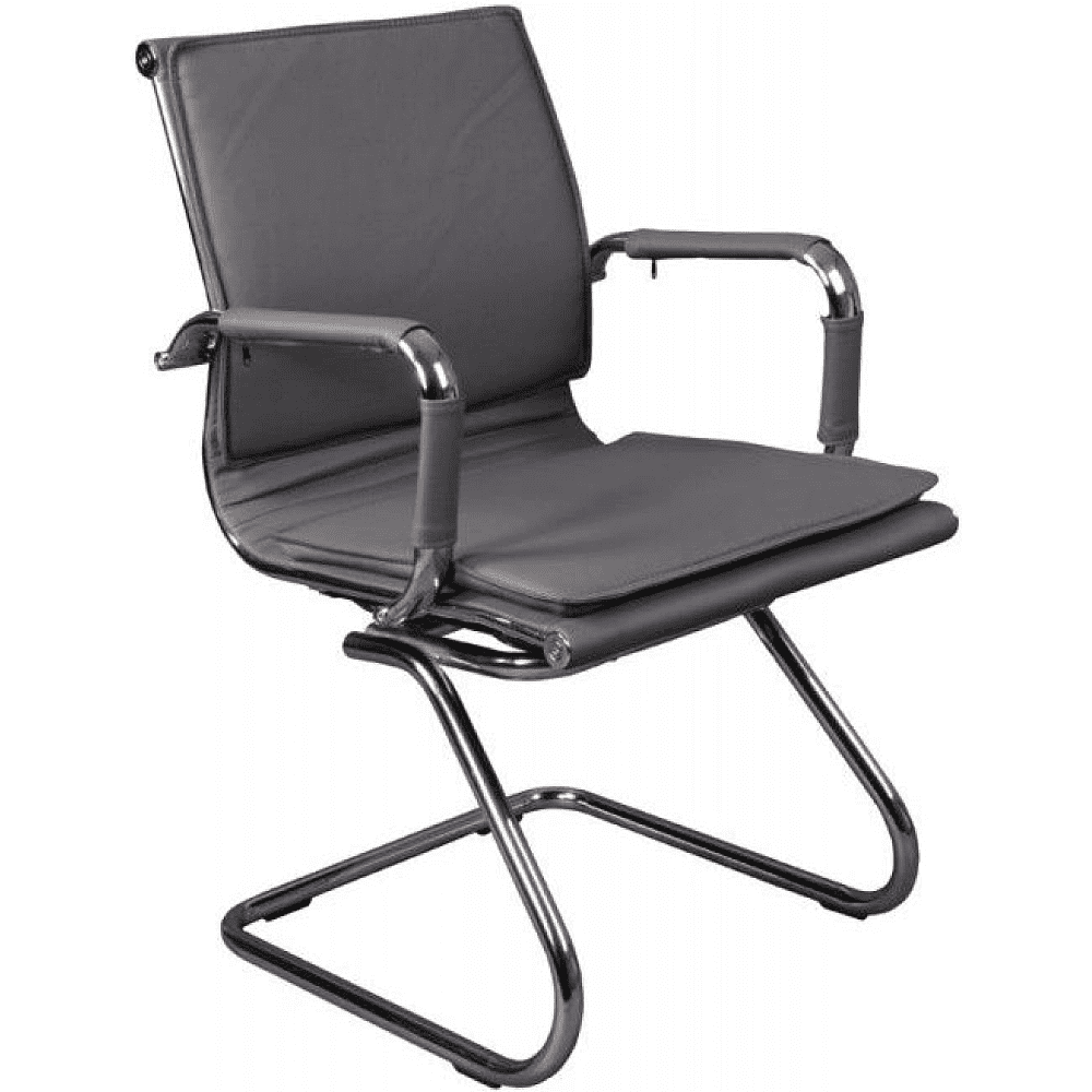 Кресло на полозьях "Бюрократ Ch-993-Low-V", экокожа, серый, металл хром