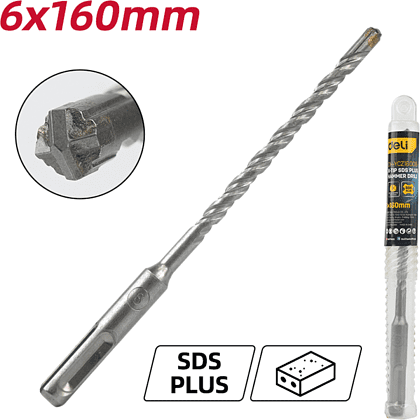 Бур по бетону Deli YS EDH-YCZ16006-E1, 6 x 160 мм, X-Tip, SDS-PLUS - 2 Бур по бетону Deli YS EDH-YCZ16006-E1, 6 x 160 мм, X-Tip, SDS-PLUS - 2
